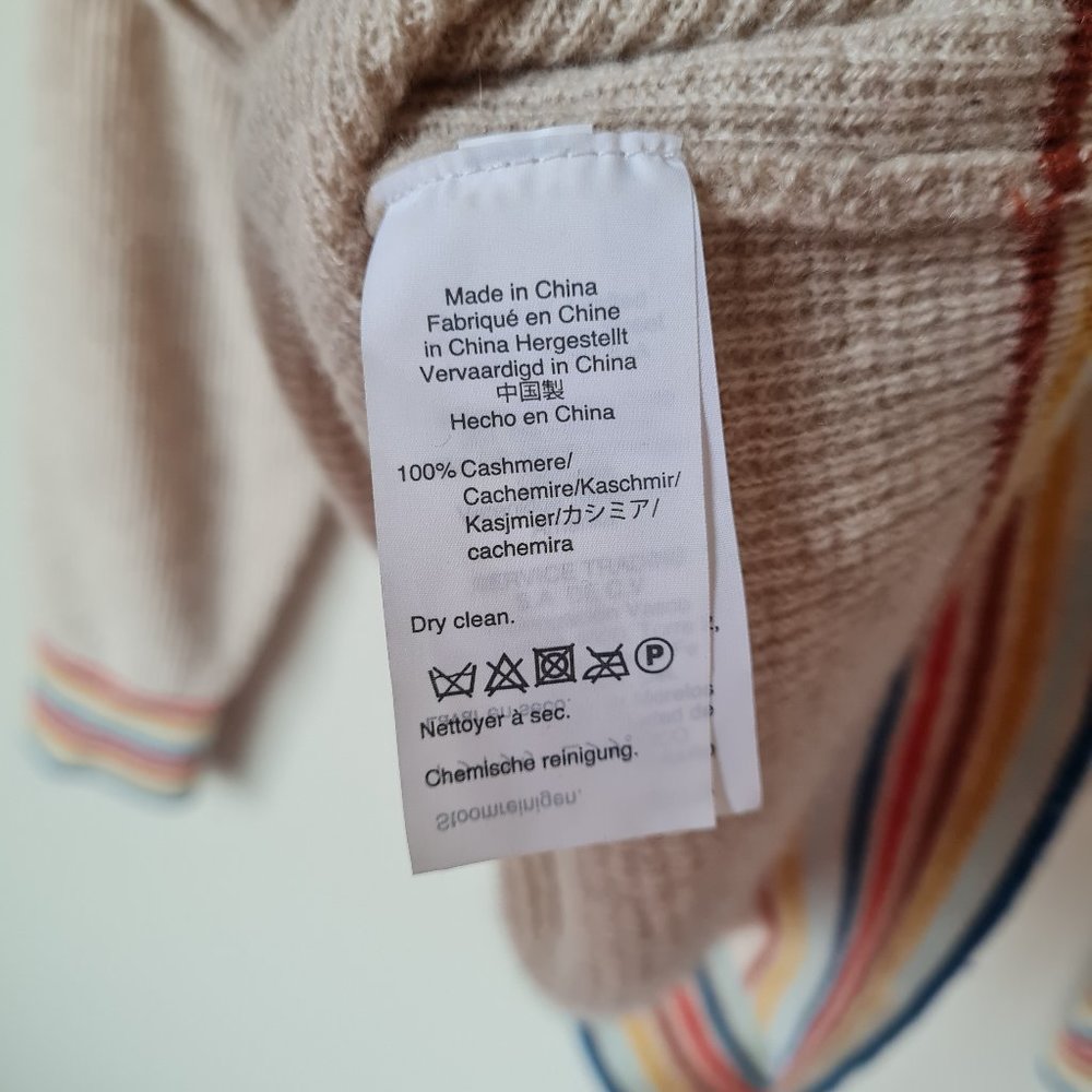 Madewell 100% Cashmere Rainbow-Trim  Sweater XS - Picture 5 of 5